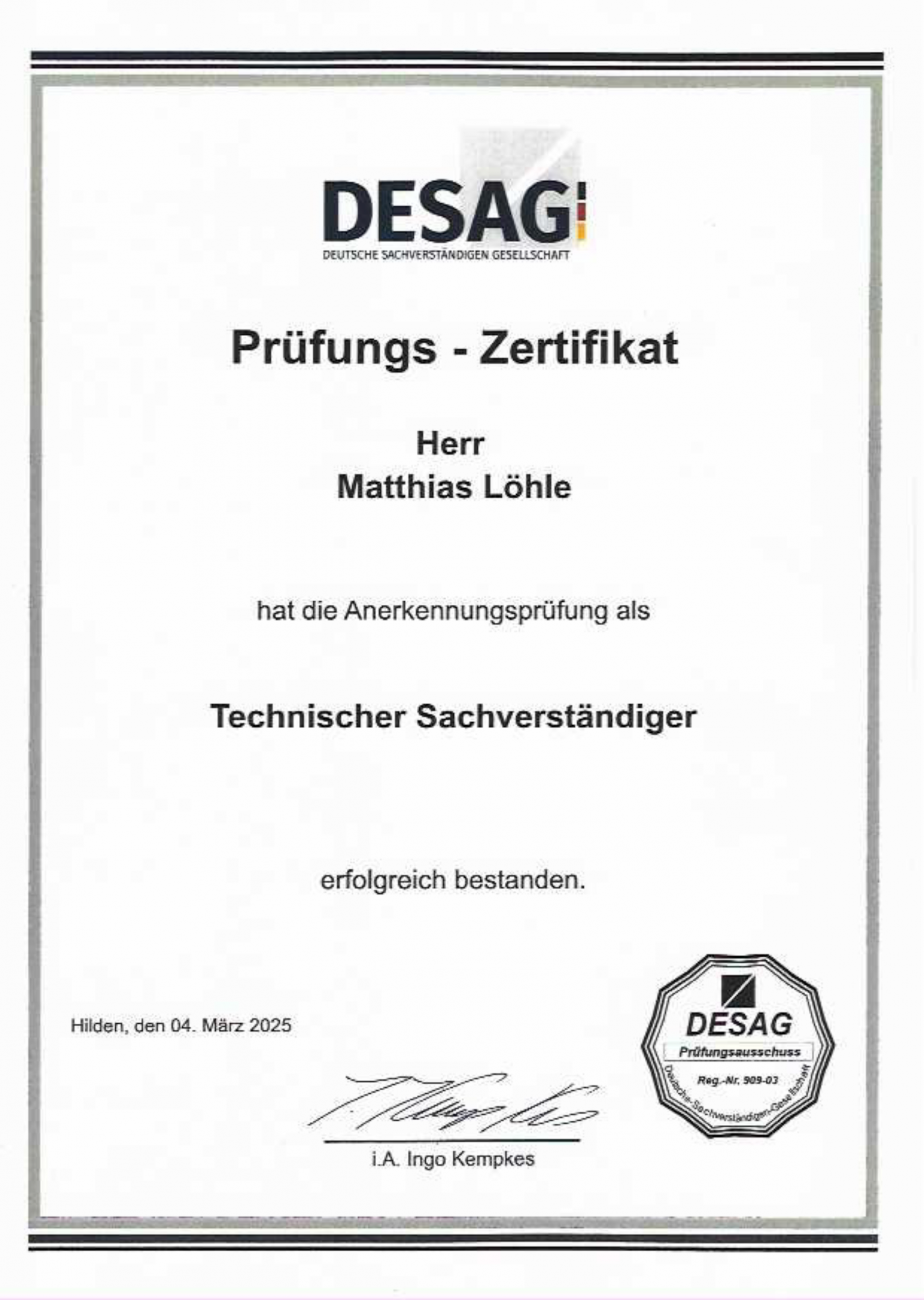 DESAG technischer Sachverständiger für Bootsbau